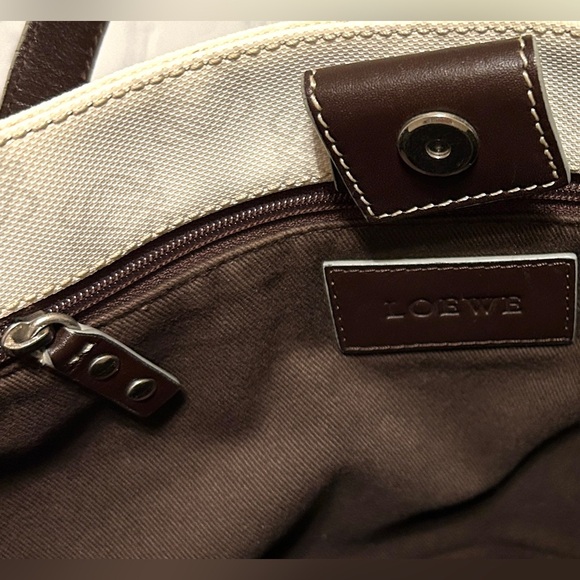 LOEWE White & Black Canvas & Leather Repeat Anagram Logo Tote Bag. - Picture 4 of 15